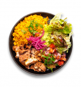 „Burrito bowl" su „Pico de gallo" salsa ir grill vištiena