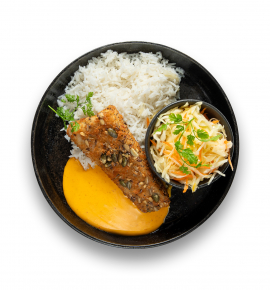 Cod with seeds and Chipotle cheese sauce